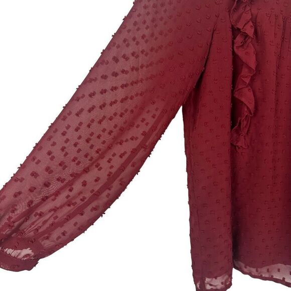 J. Crew Ruffle front top in clip dot size 0 - Picture 6 of 10